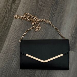 Elegant Black Clutch with Gold Chain